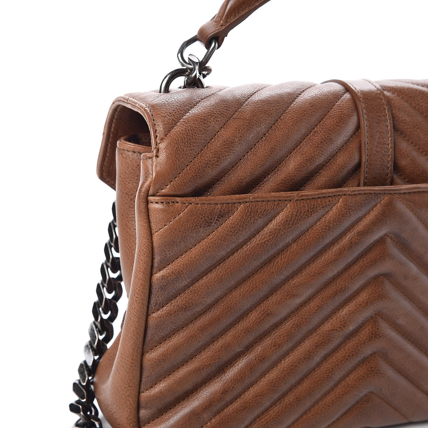 Calfskin Matelasse Chevron Monogram Medium College Bag Cognac
