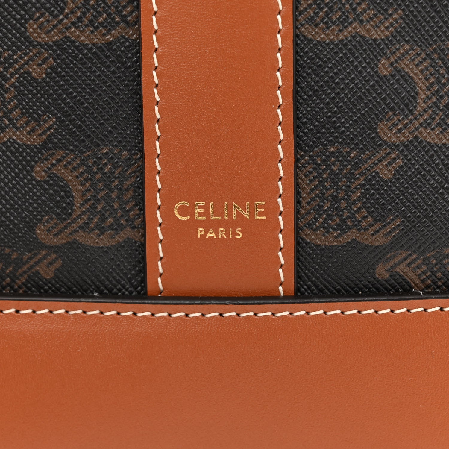 Celine Triomphe Canvas Calfskin Small Bucket Bag Tan 7 of 12