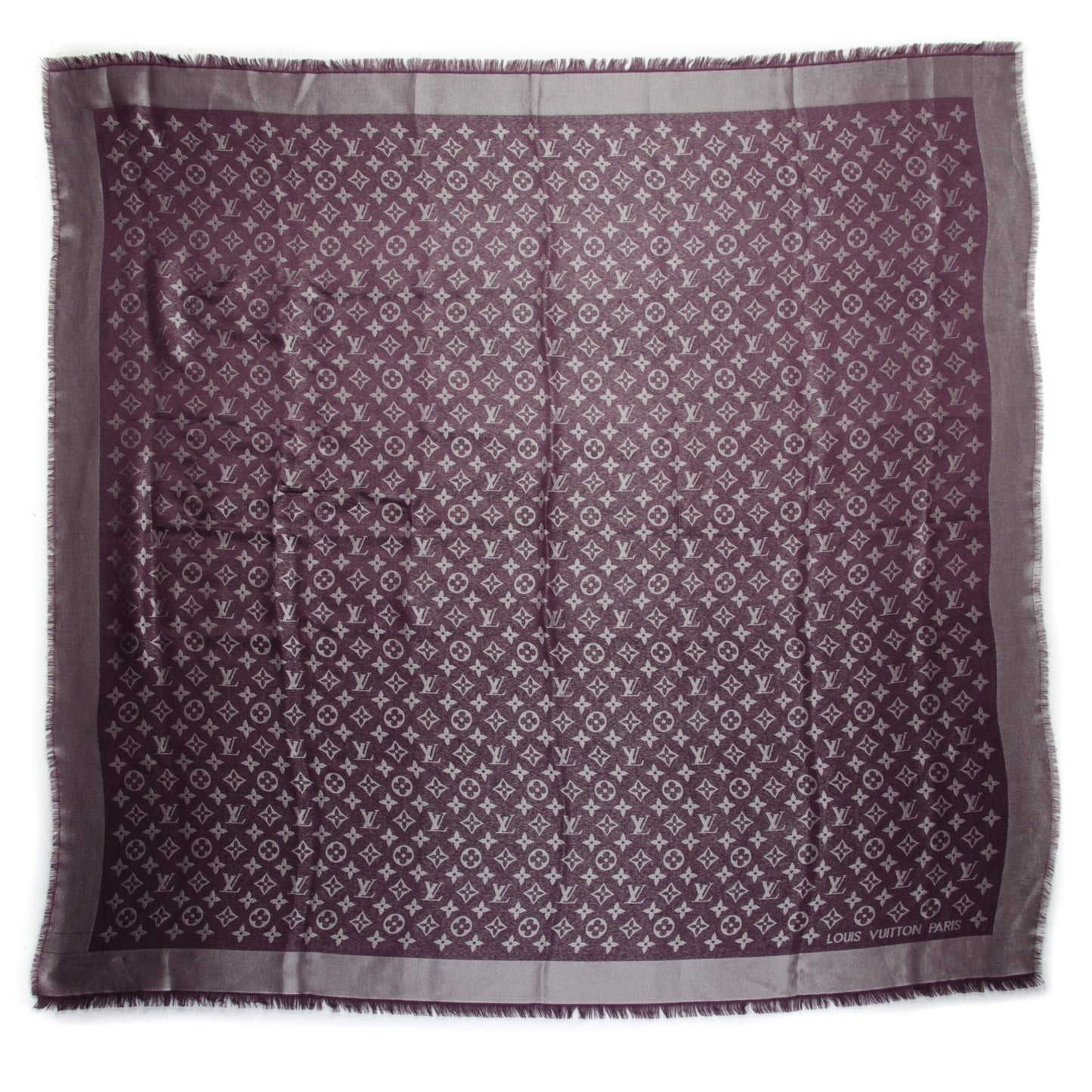 Silk Lurex Wool Monogram Shine Shawl Amarante