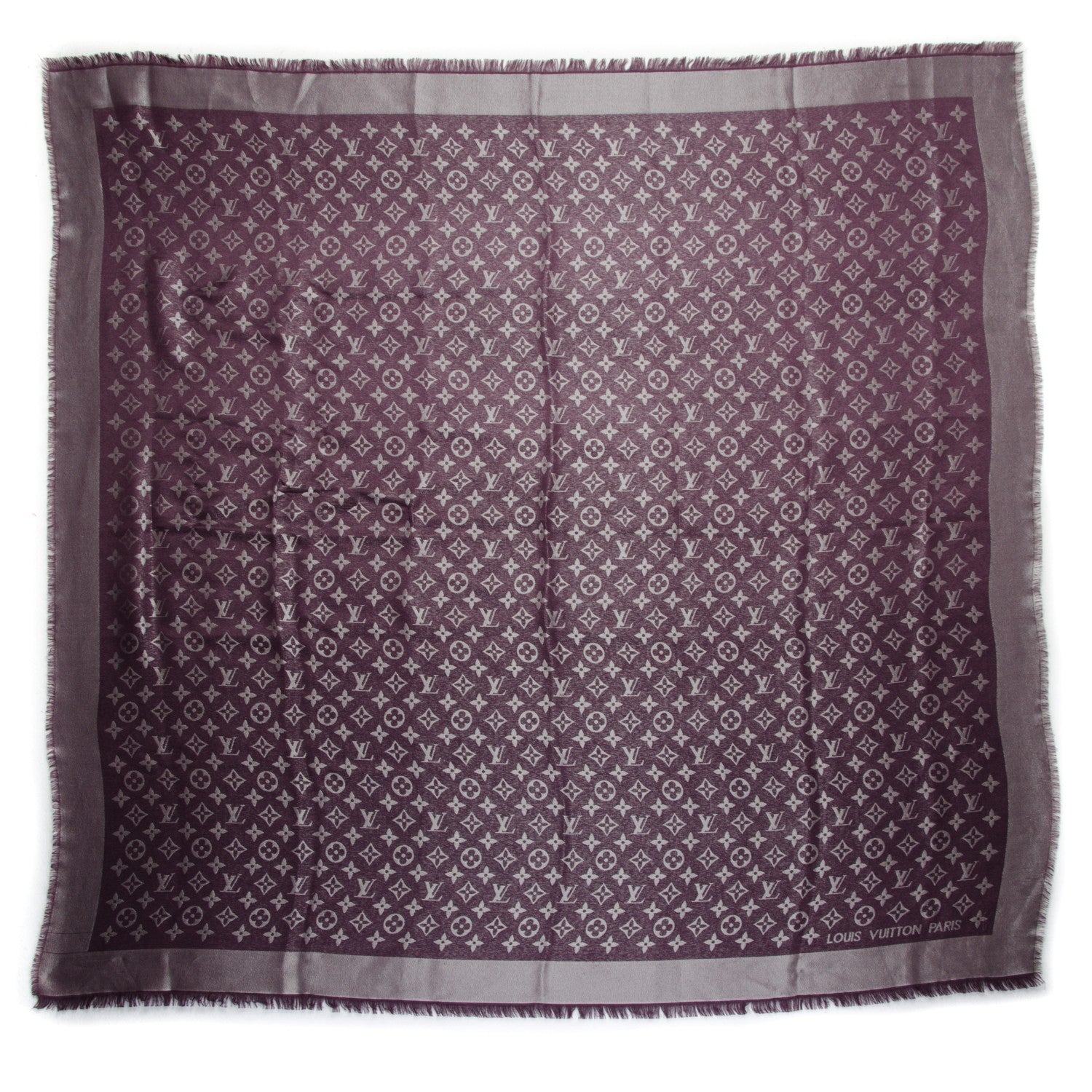 Louis Vuitton Silk Lurex Wool Monogram Shine Shawl Amarante 3 of 6