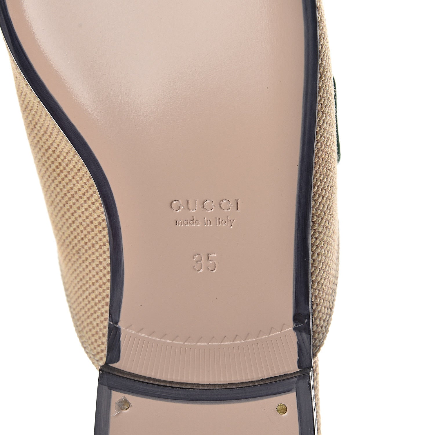 Gucci Canvas Vintage Charlotte Web Womens Princetown Slippers 35 Sand New Shamarock 7 of 7