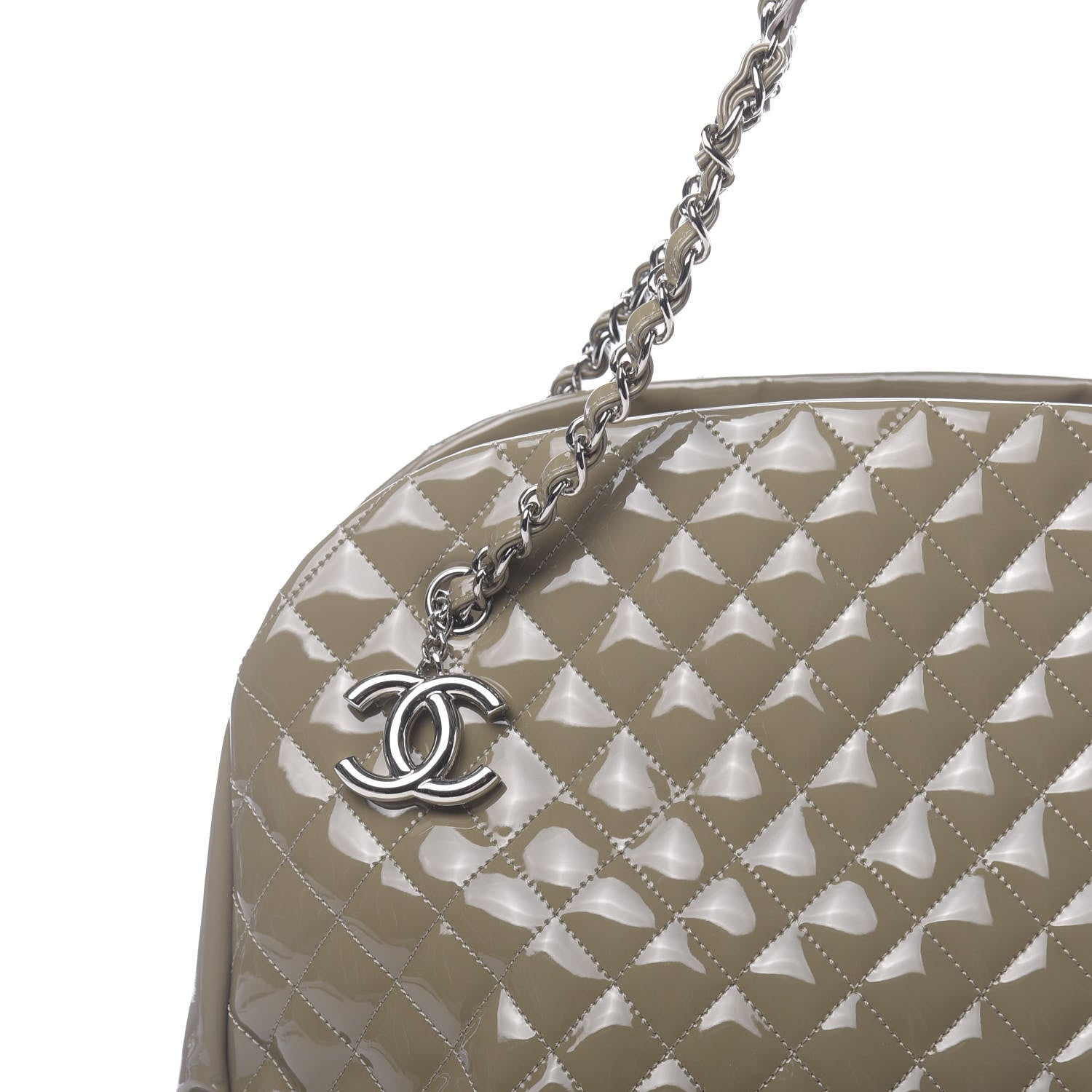 Chanel Patent Quilted Large Just Mademoiselle Bowling Bag Gris Fonce 8 of 10