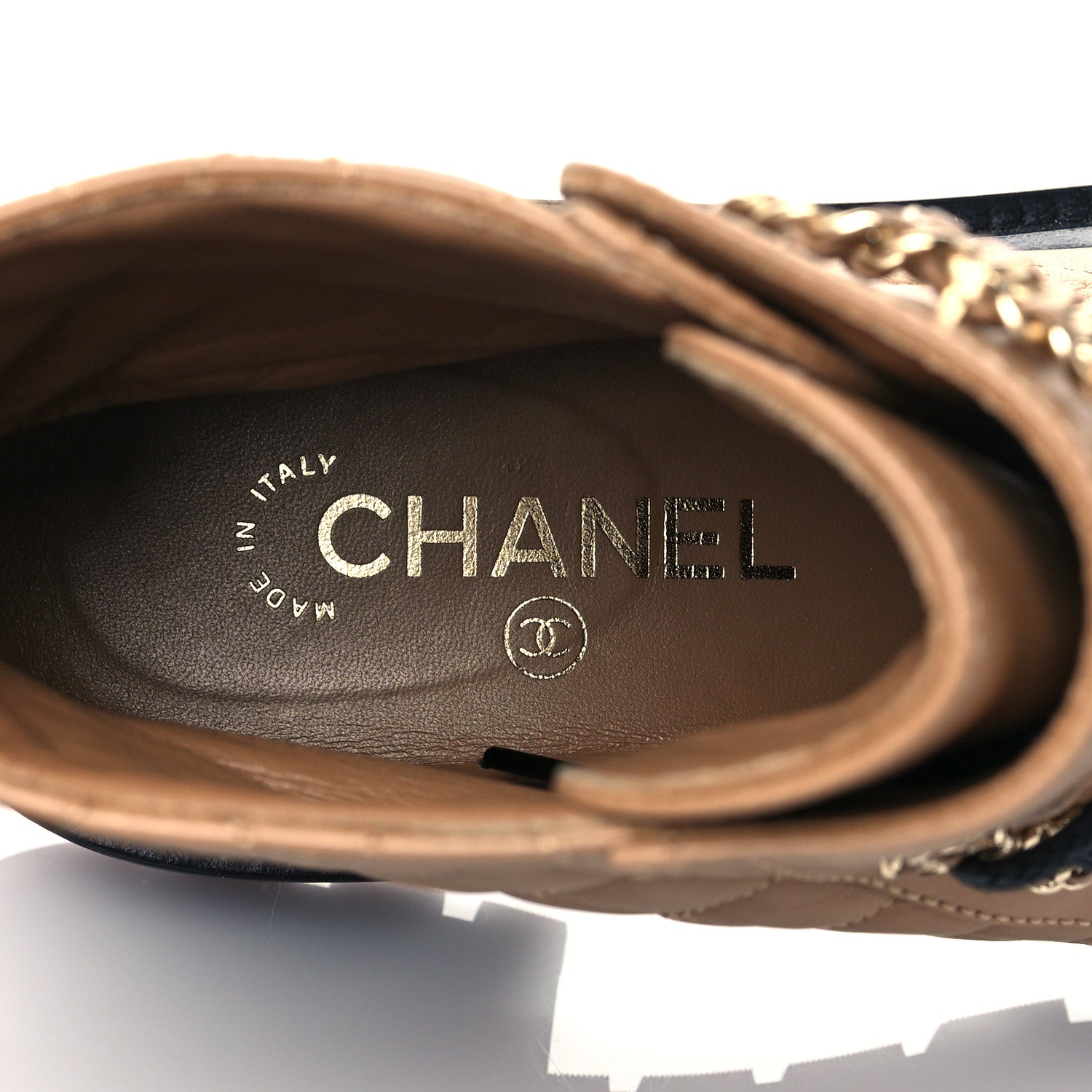 Chanel Lambskin Calfskin Quilted Lace Up Combat Boots 37 Light Brown 7 of 8