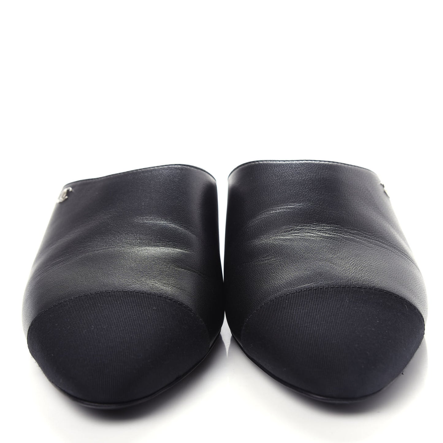 Lambskin Grosgrain Cap Toe CC Mules 39 Black