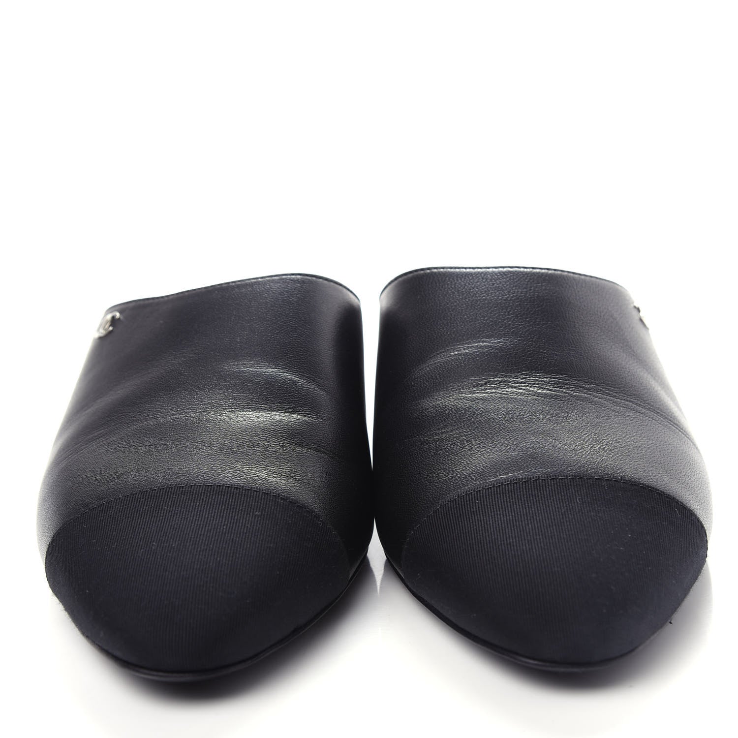 Chanel Lambskin Grosgrain Cap Toe CC Mules 39 Black 5 of 11