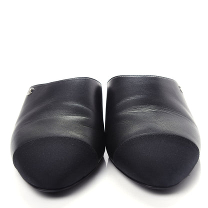 Chanel Lambskin Grosgrain Cap Toe CC Mules 39 Black 5 of 11