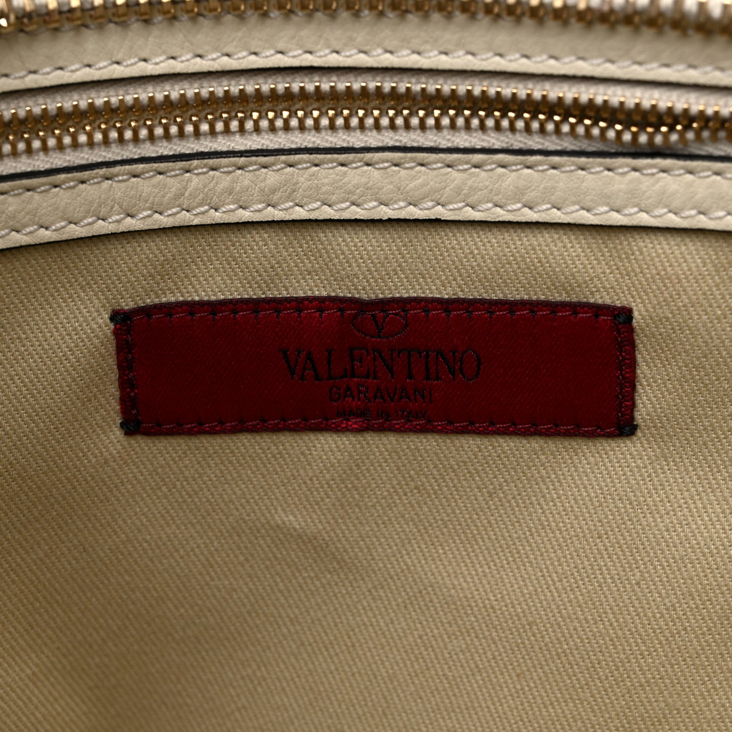 Vitello Rockstud Double Handle Tote Ivory