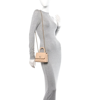 Chanel Caviar Quilted Coco Handle Clutch With Chain Beige 2 of 11
