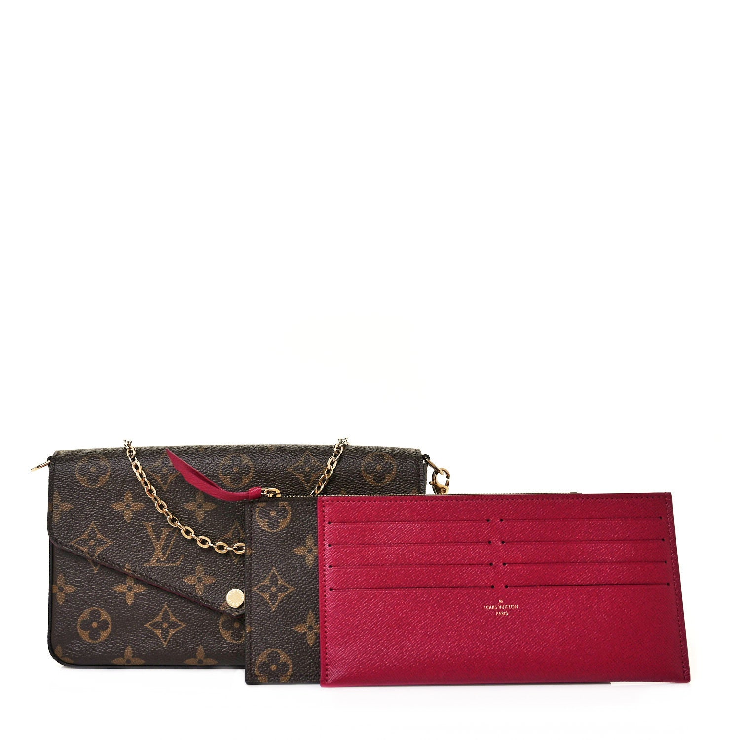 Louis Vuitton Monogram Pochette Felicie Chain Wallet Fuchsia 1 of 10