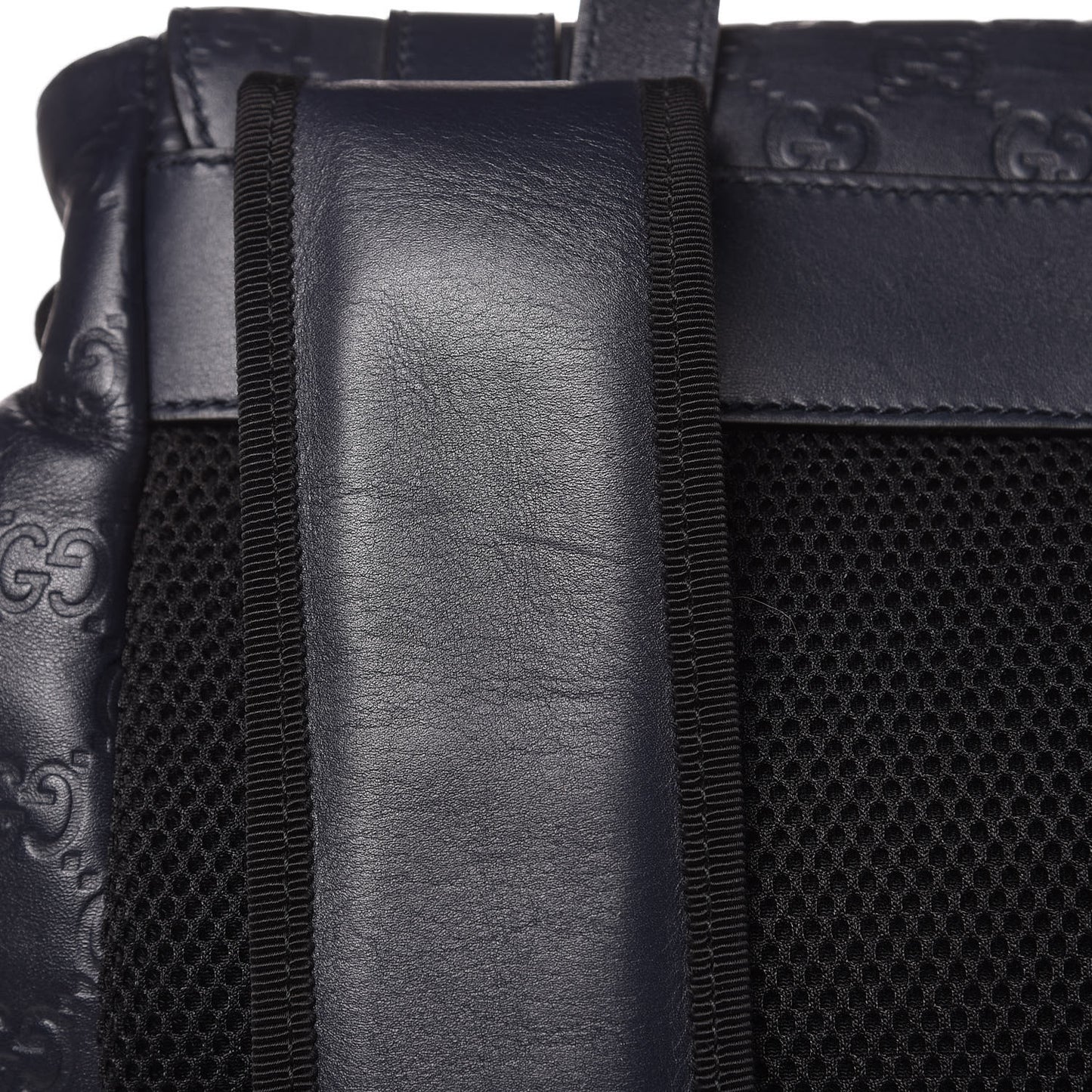 Guccissima Signature Double Buckle Backpack Blue