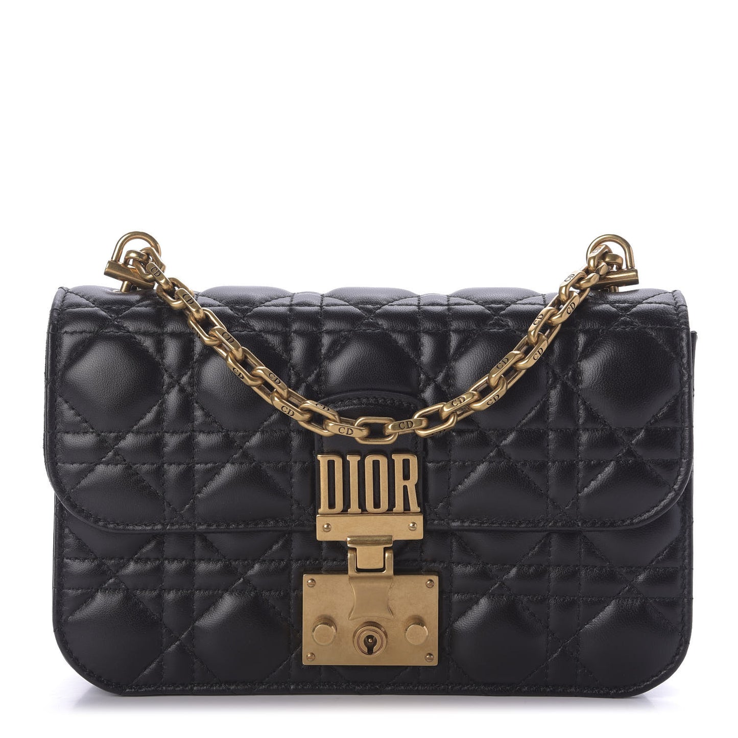 Lambskin Cannage Small Dioraddict Flap Bag Black