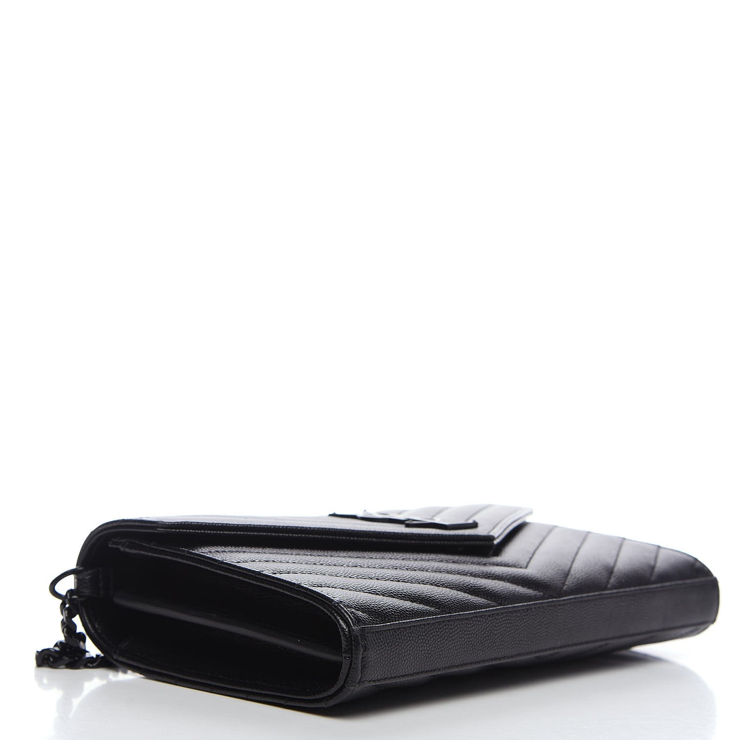 Grain De Poudre Matelasse Chevron Monogram Chain Wallet Black