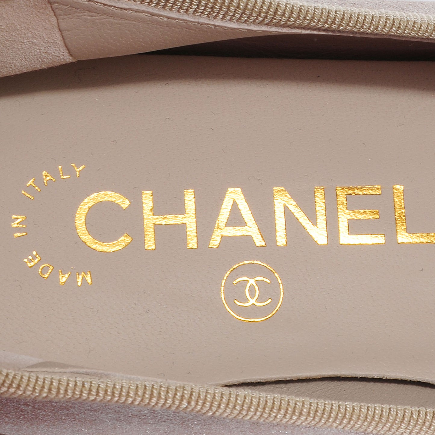 Leather Metallic CC Cap Toe Ballet Flats 35.5 Light Gold