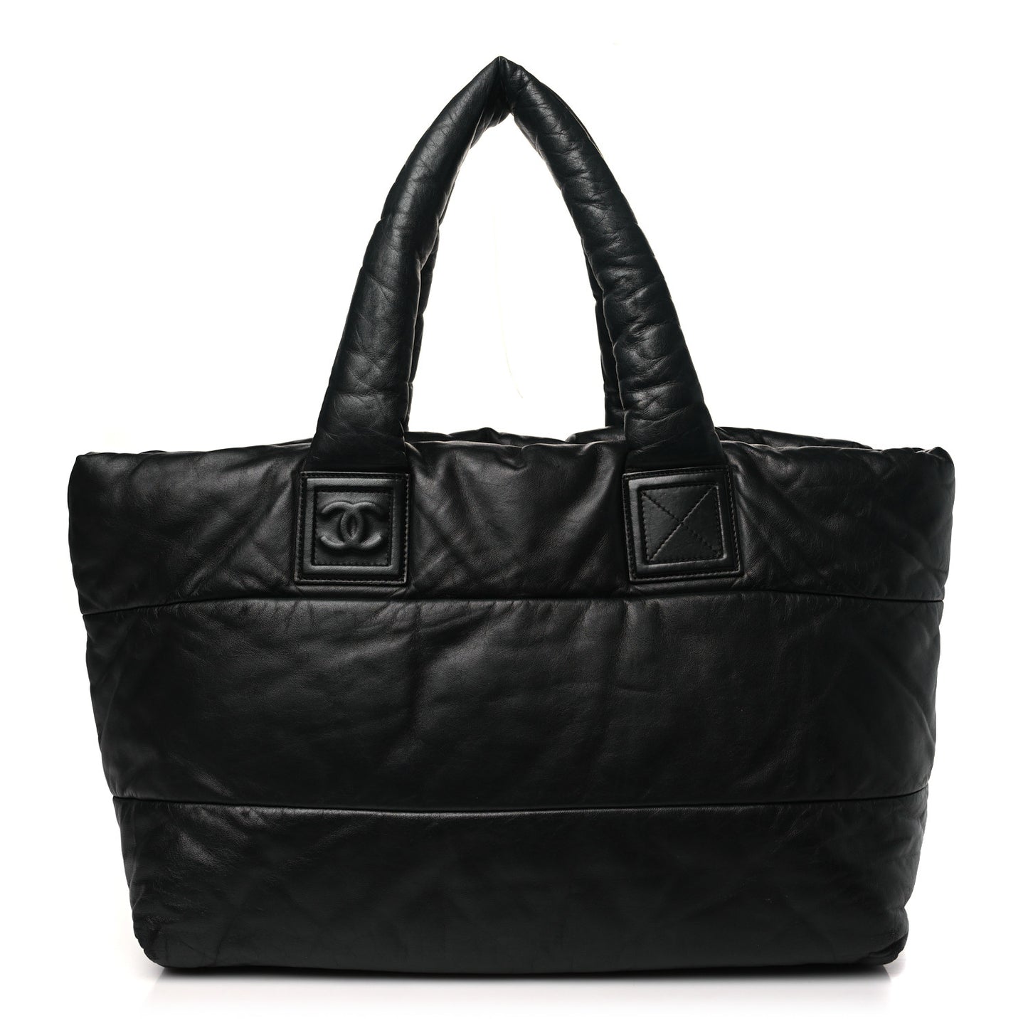 Lambskin Quilted Large Coco Cocoon Reversible Tote Black