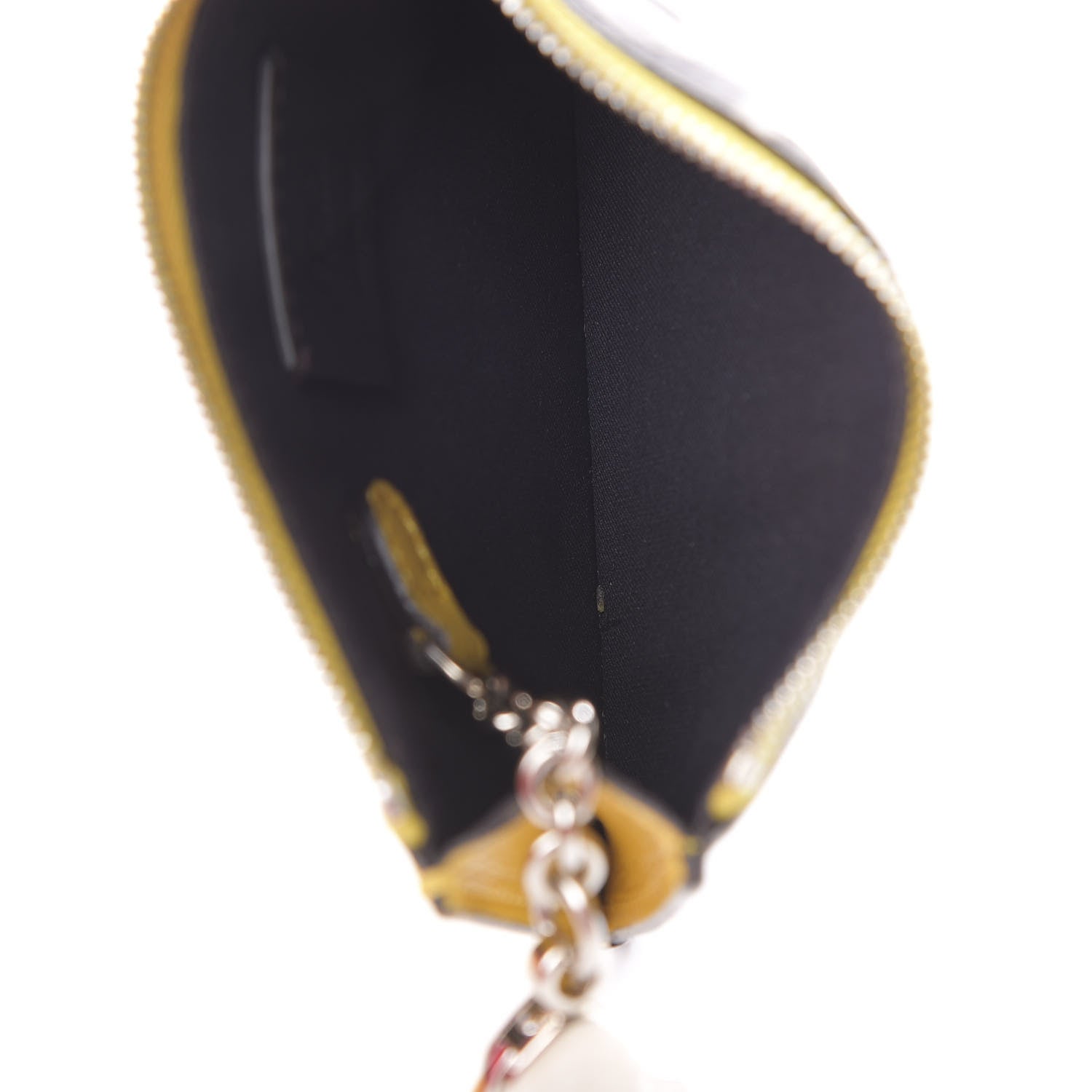Fendi Vitello Cruise F is Fendi Bi-Color FF 1974 Embossed Key Case Pouch Maya Black Sunflower 5 of 8