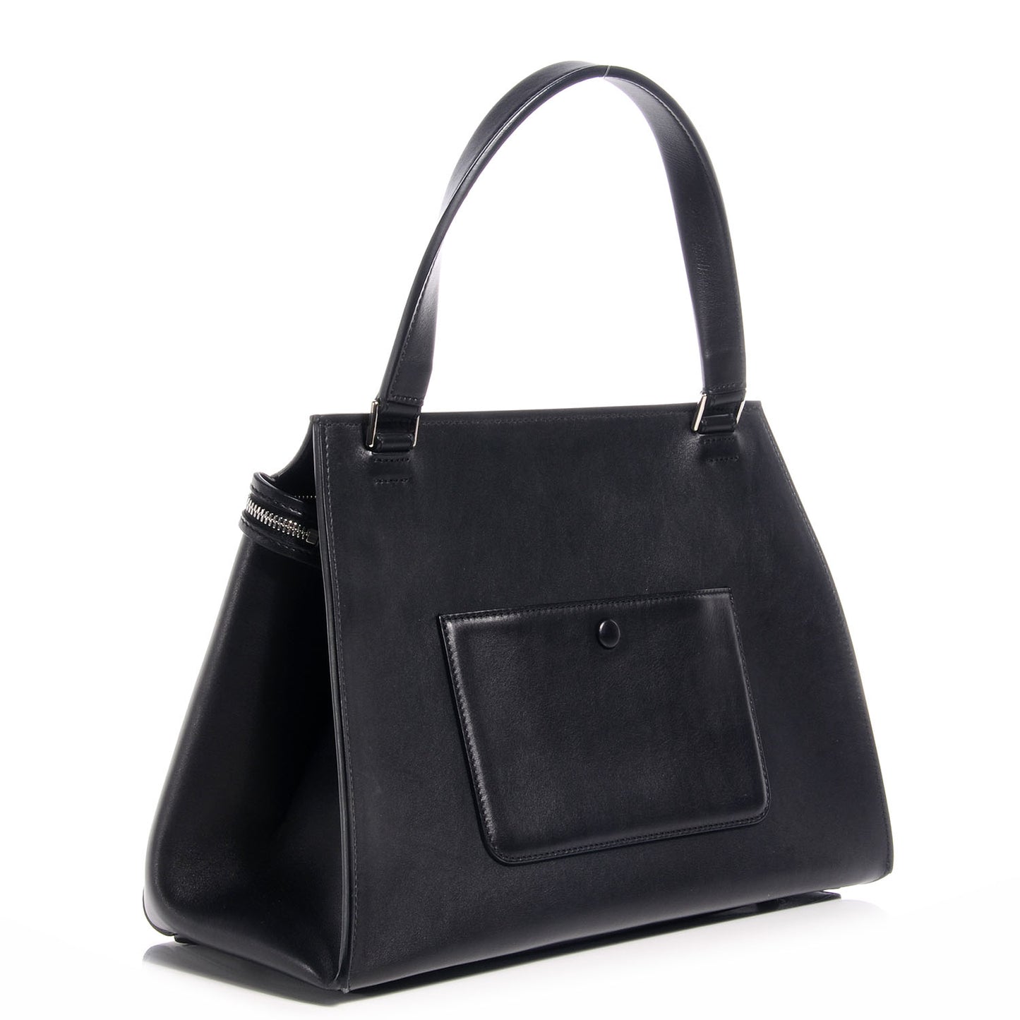 Textured Calfskin Medium Bi-Color Edge Shoulder Bag Black White