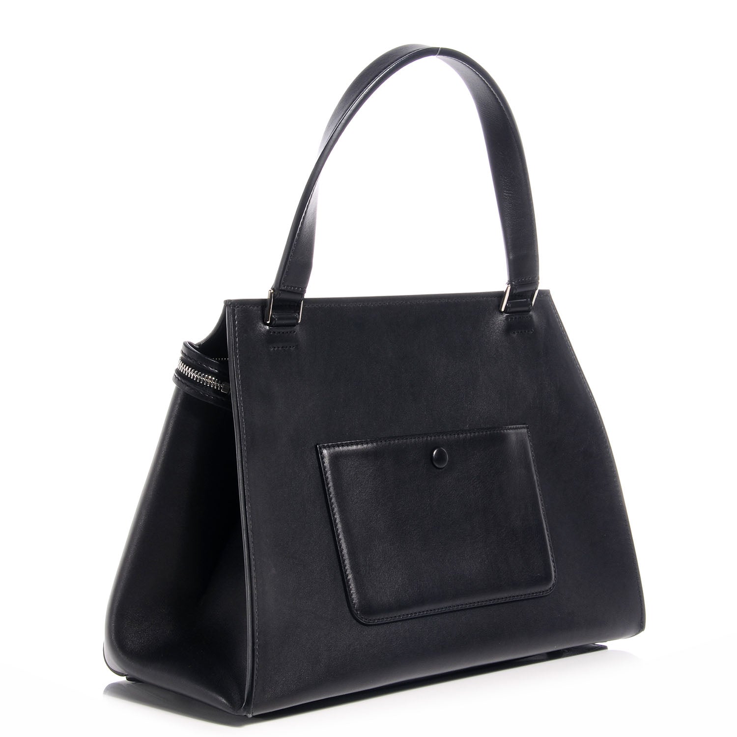 Celine Textured Calfskin Medium Bi-Color Edge Shoulder Bag Black White 3 of 9