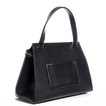 Celine Textured Calfskin Medium Bi-Color Edge Shoulder Bag Black White 3 of 9