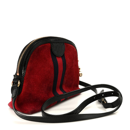 Gucci Suede Patent Web GG Small Ophidia Dome Shoulder Bag Hibiscus Red 3 of 11