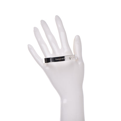 Tiffany Sterling Silver Diamond Narrow Locks Bangle Bracelet 2 of 4