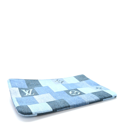 Louis Vuitton Denim Damier Monogram Patchwork Neverfull MM Pochette Blue Rouge 4 of 8