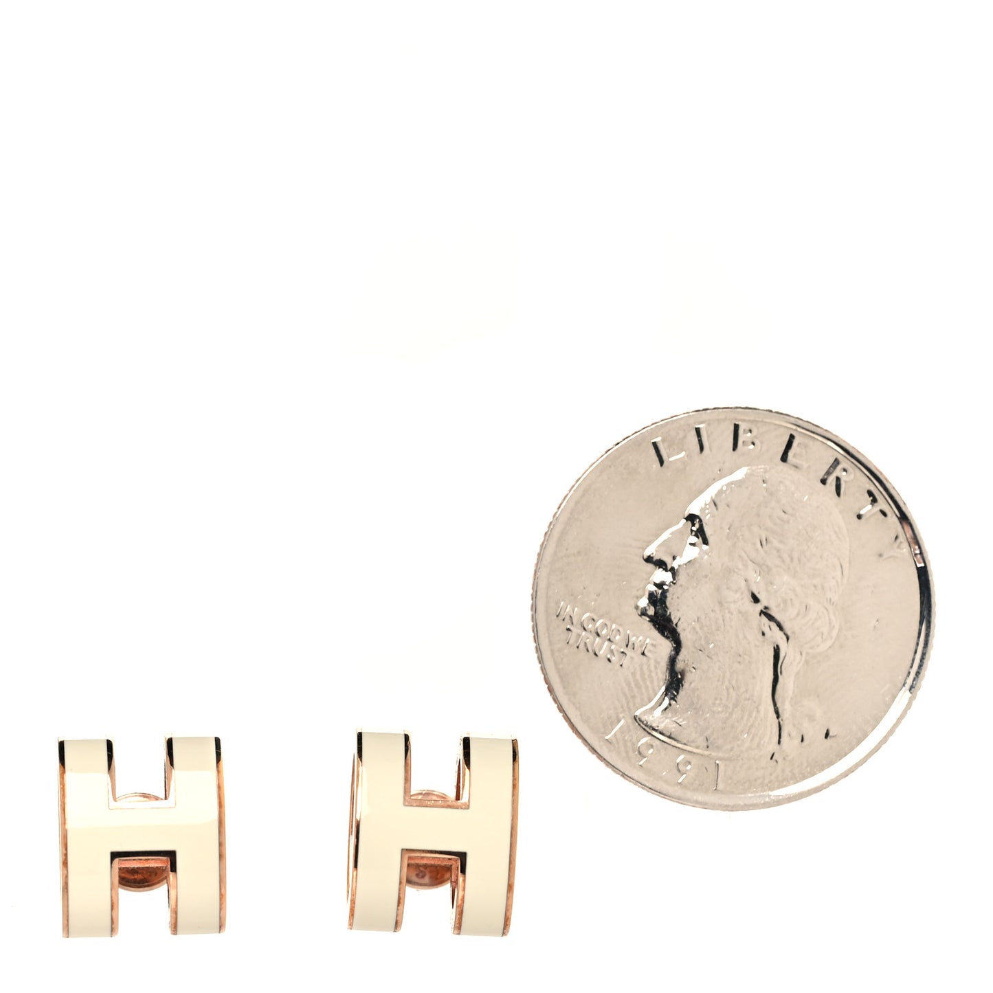 Rose Gold Lacquered Pop H Earrings White