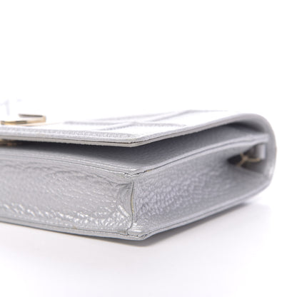 Christian Dior Metallic Grained Calfskin Diorama Wallet on Chain Pouch Silver 8 of 10