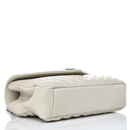 Saint Laurent Sheepskin Matelasse Chevron Monogram Medium College Bag Dove White 4 of 9