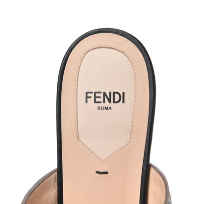 Fendi Vitello FF Embossed Buckle Flat Mules 38 Maya Black 6 of 14