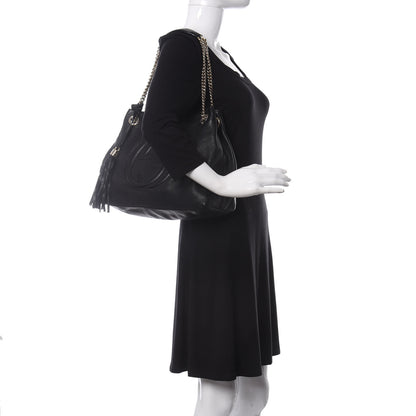 Gucci Pebbled Calfskin Medium Soho Chain Shoulder Bag Black 2 of 12