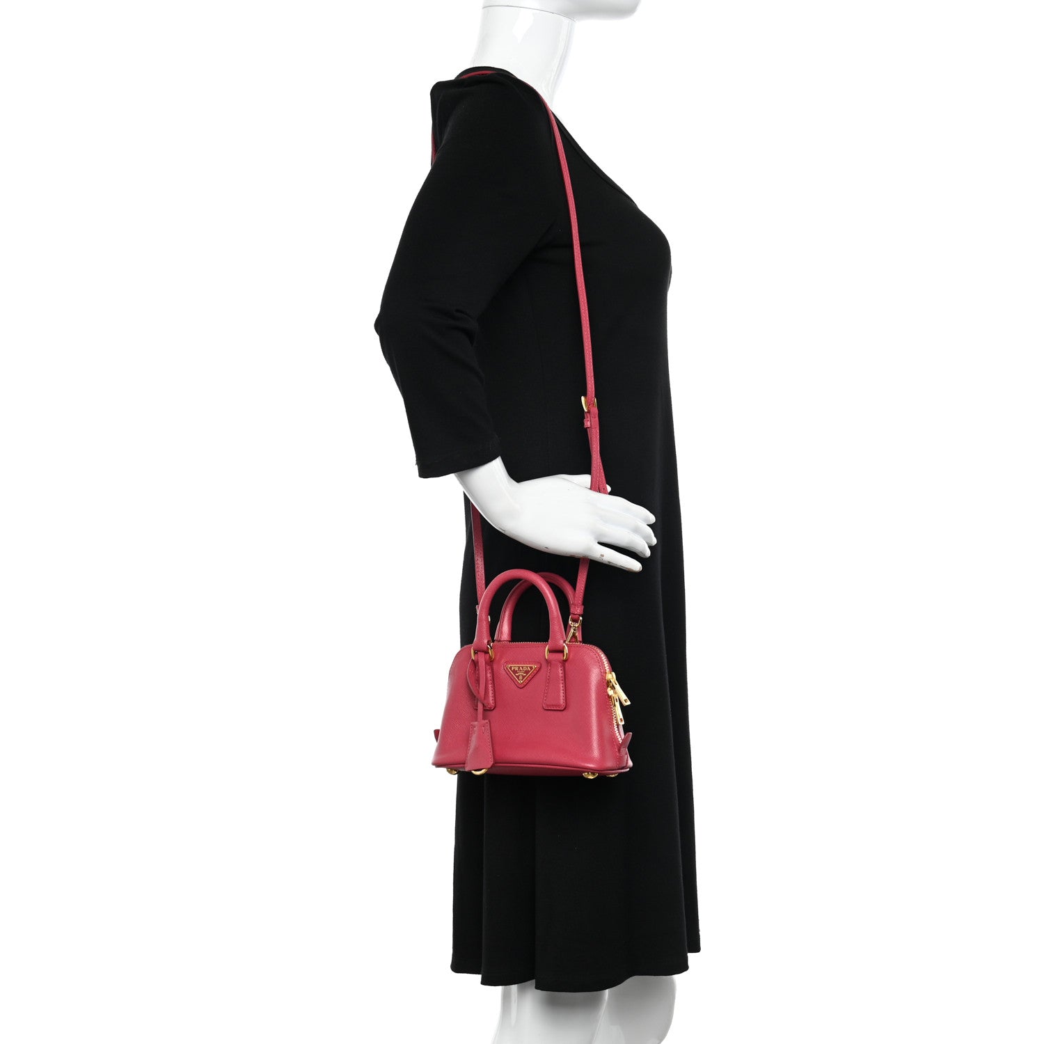Prada Saffiano Lux Mini Promenade Tote Fuxia 2 of 11
