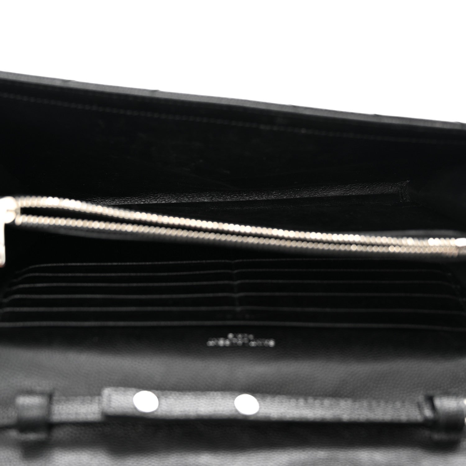 Saint Laurent Grain De Poudre Matelasse Chevron Monogram Chain Wallet Black 5 of 10