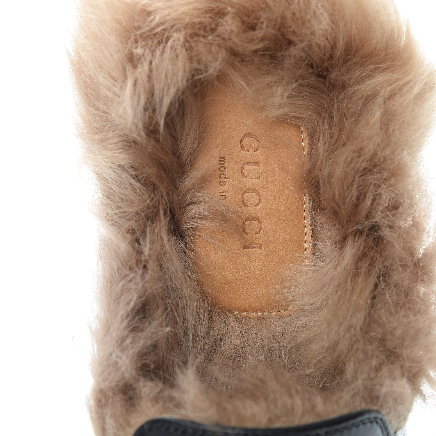 Gucci Calfskin Lambswool Tiger Embroidered Womens Princetown Slippers 36.5 Black 7 of 8