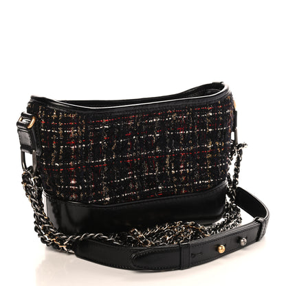 Chanel Tweed Calfskin Small Gabrielle Hobo Black Gold Red Ecru 3 of 9