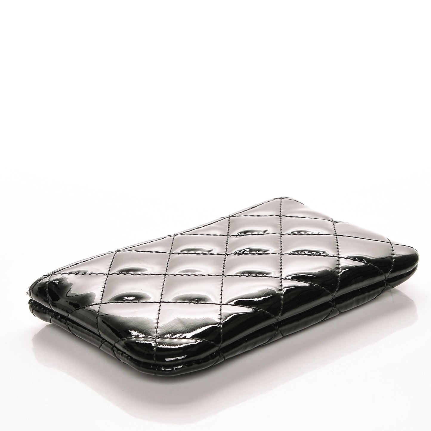 Patent Quilted Small Cosmetic Case Black