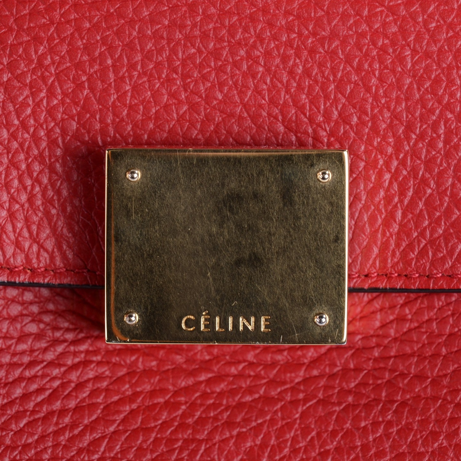 Celine Drummed Calfskin Suede Small Trapeze Coquelicot 6 of 9