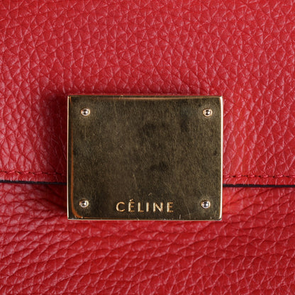 Celine Drummed Calfskin Suede Small Trapeze Coquelicot 6 of 9