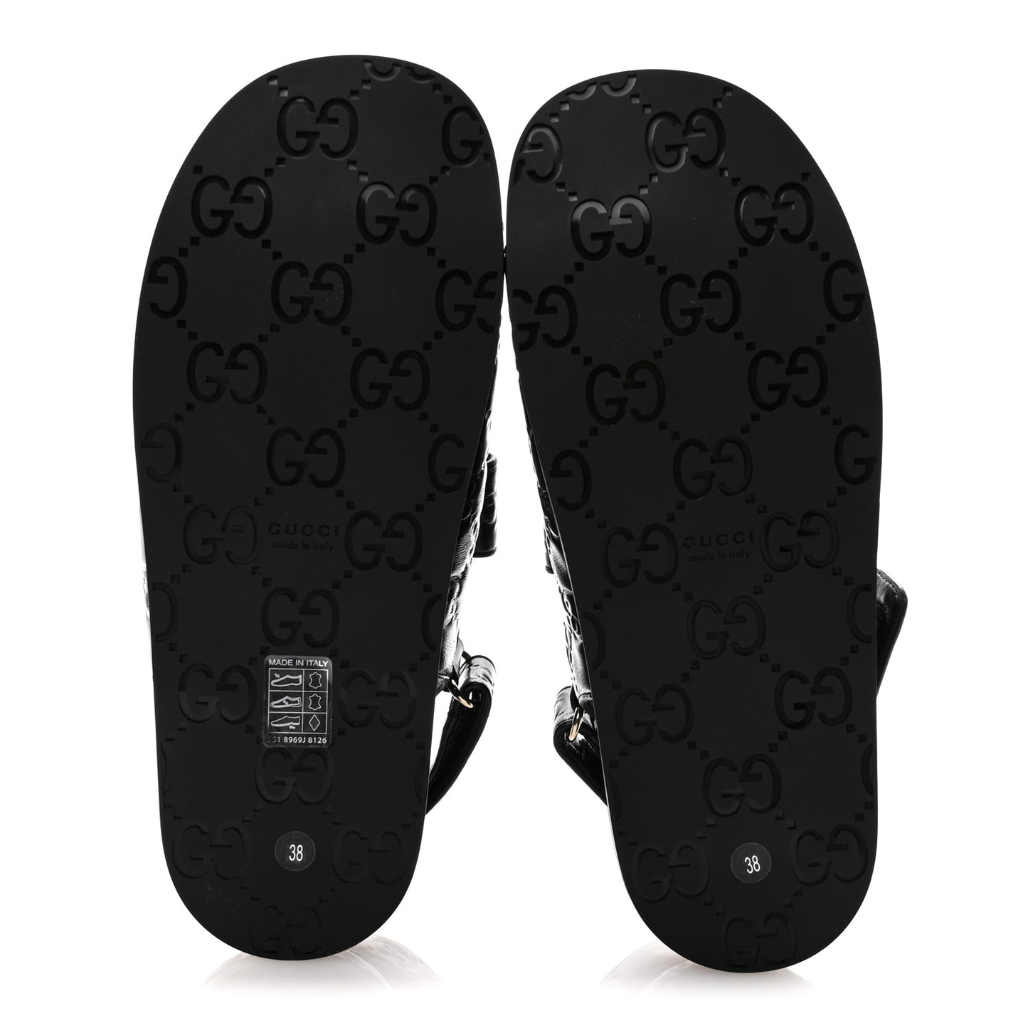 Guccissima GG Embossed Womens Sandals 38 Black
