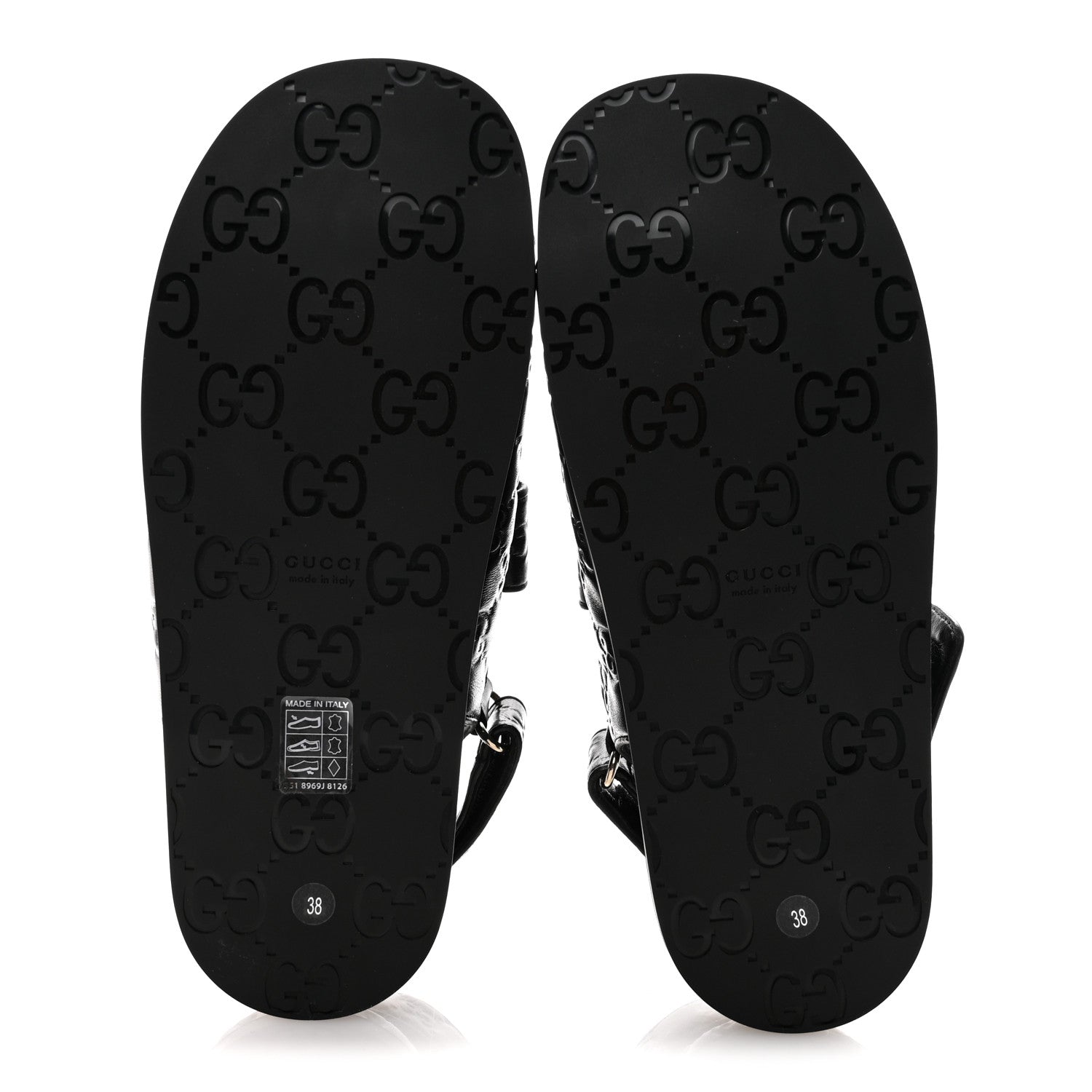 Gucci Guccissima GG Embossed Womens Sandals 38 Black 6 of 10