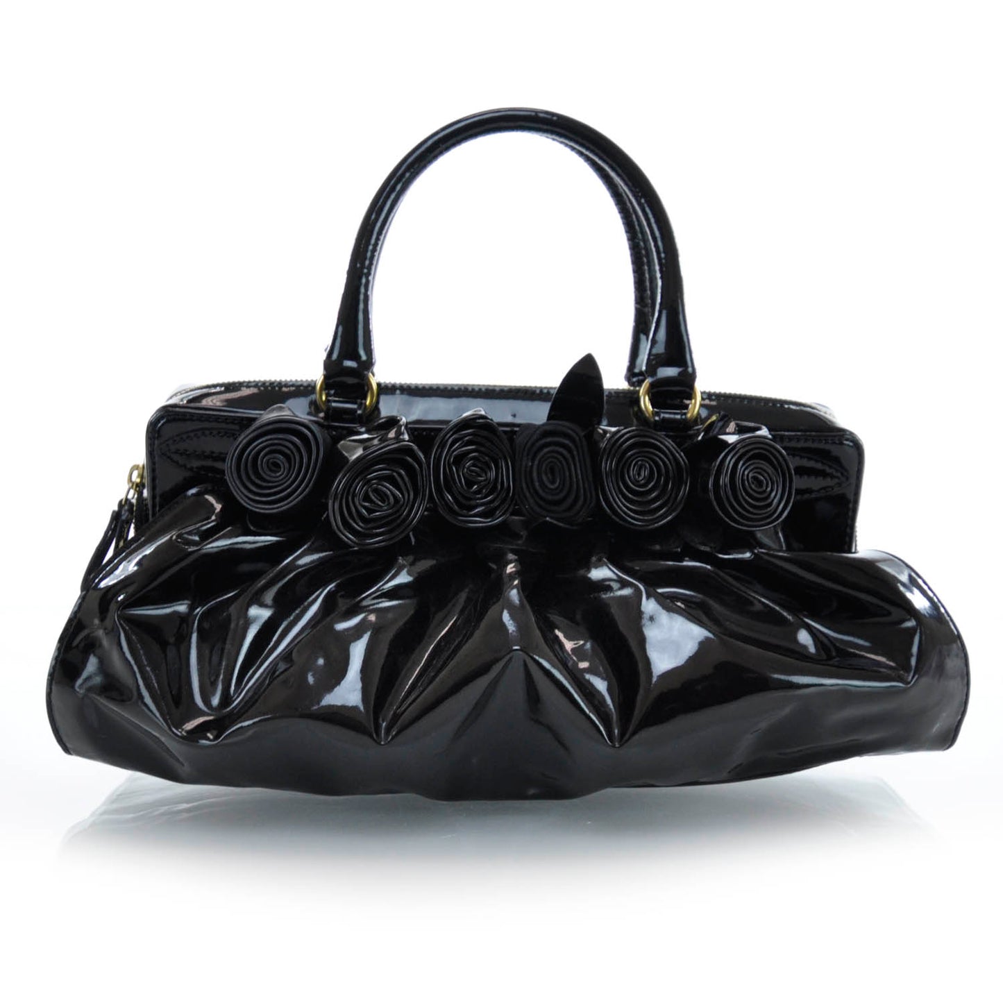 Coated Canvas Lacca Fleur Frame Bag Black