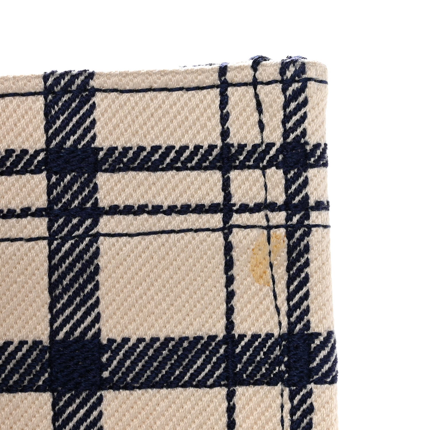 Christian Dior Canvas Embroidered Large Plaid Book Tote Navy 10 of 10