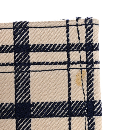 Christian Dior Canvas Embroidered Large Plaid Book Tote Navy 10 of 10