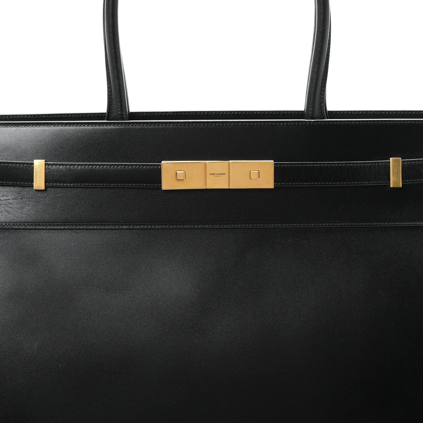 Smooth Calfskin Manhattan North South Shopper Tote Black