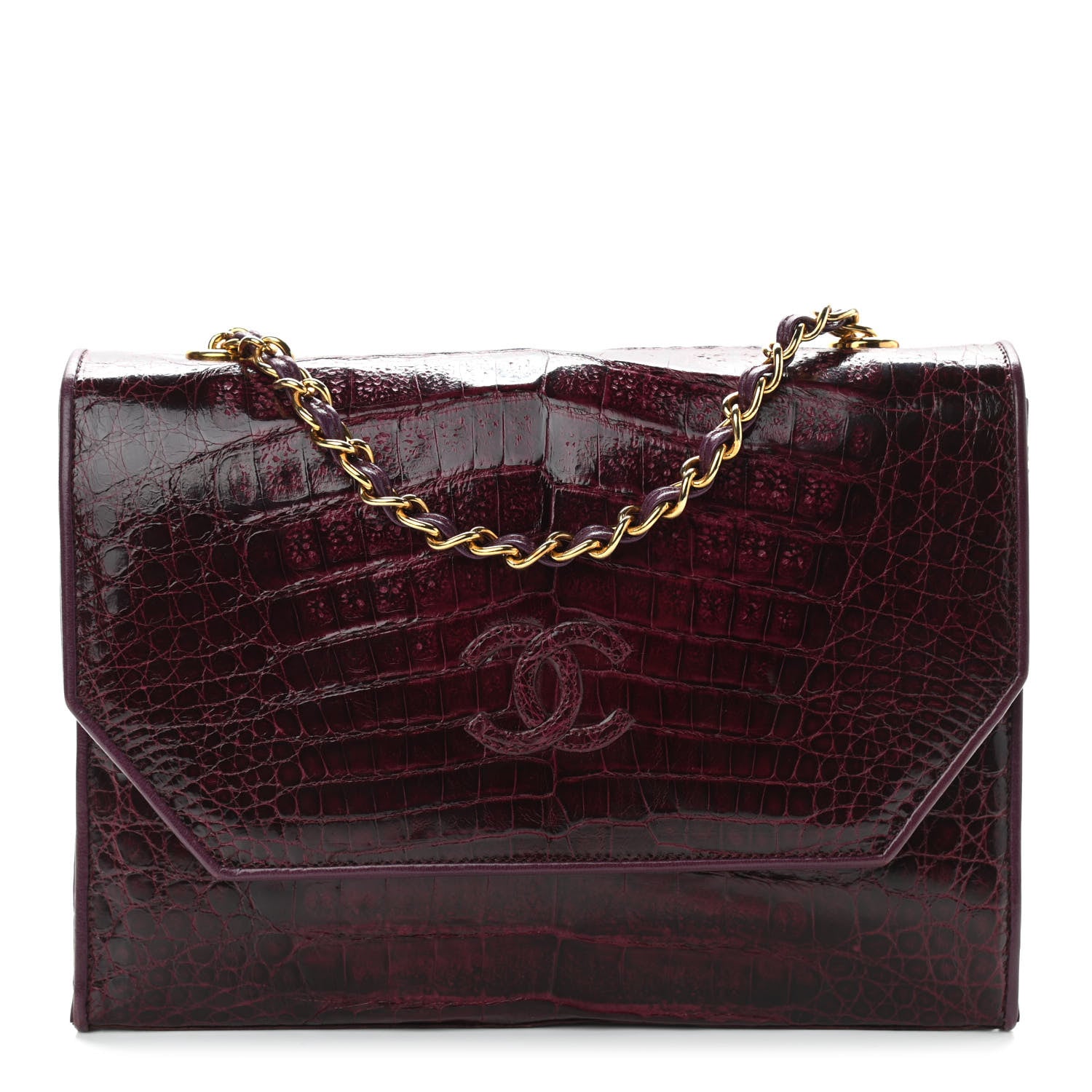 Chanel Alligator Envelope Flap Burgundy 1 of 12