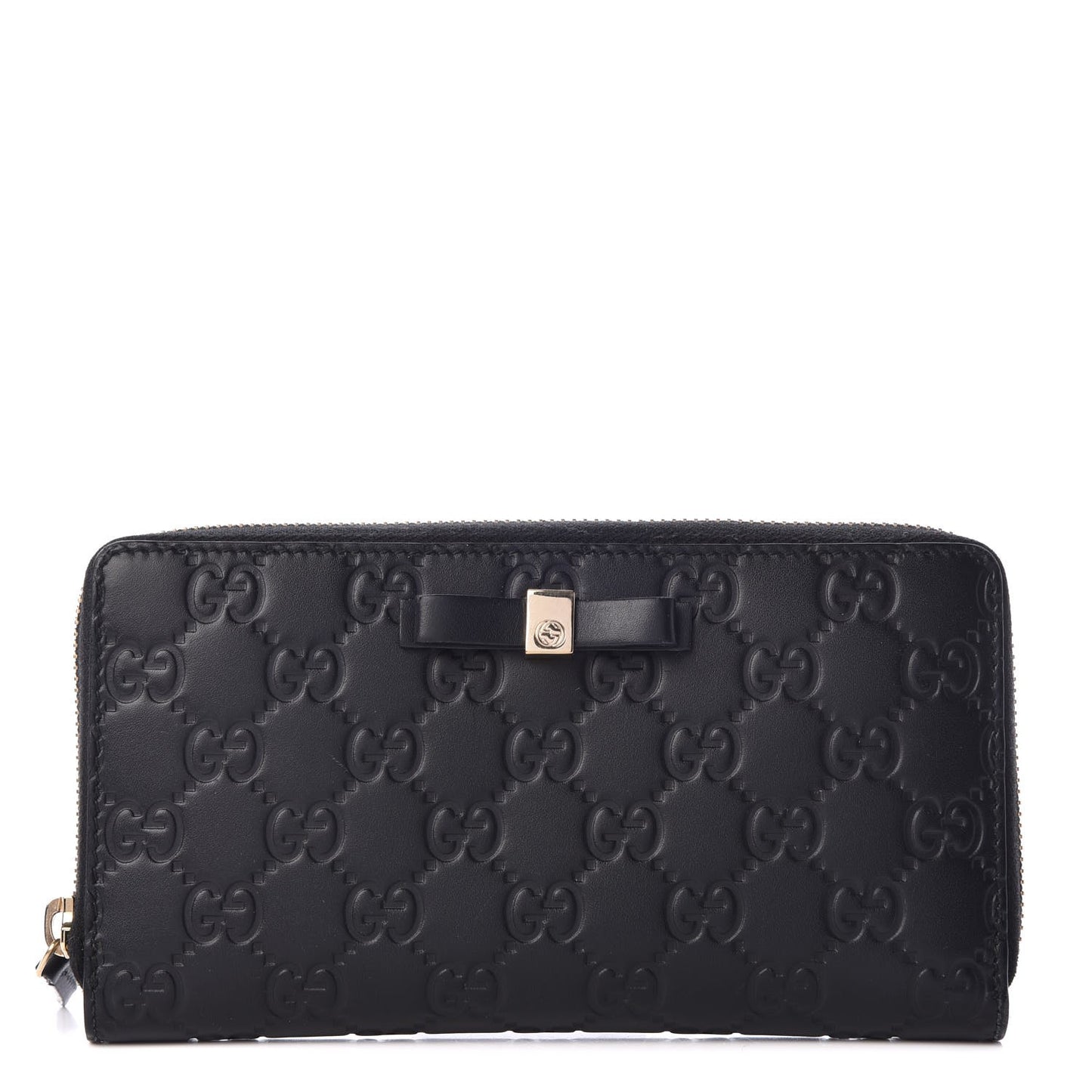 Guccissima Bow Zip Around Wallet Black