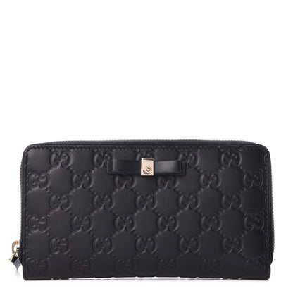 Gucci Guccissima Bow Zip Around Wallet Black 1 of 10