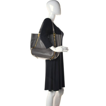 Tom Ford Grained Calfskin Sedgwick Medium Zipper Tote Graphite 2 of 8