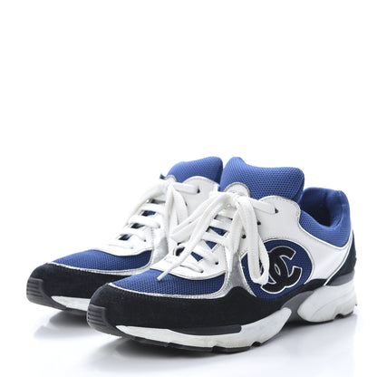 Chanel Suede Calfskin CC Sneakers 39 Blue Black 3 of 13