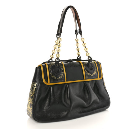 Fendi Calfskin Embellished B Bag Black 3 of 9