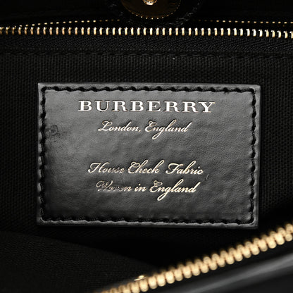Burberry Grainy Calfskin House Check Medium Banner Tote Black 7 of 17
